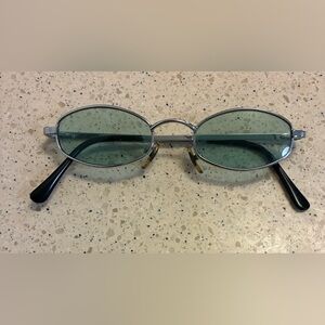 Gently Used IRON MAN Silver Frame Sunglasses with Green Lenses